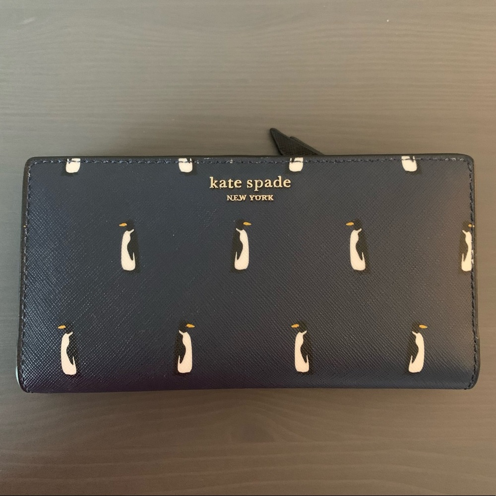 Kate Spade Penguin Large Slim Bifold Wallet - Navy
